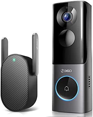 360 Wireless Video Doorbell with Radar Sensor, 2K UltraHD 5MP Doorbell Camera with Chime, Rechargeable 5000mAh Battery, Free 8GB Local Storage, Human Face Detection, IP66 Waterproof, Works with Alexa